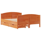Bed Frame without Mattress Wax Brown 150x200 cm King Size Solid Wood Pine 3301787