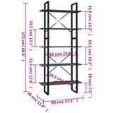 5-Tier Book Cabinet Grey 80x30x175 cm Engineered Wood 3081990