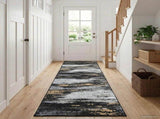 Rug Runner LESAKA Black and Gold 80 x 450 cm Diamond Velvet 42045302