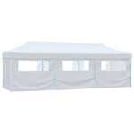 Folding Pop-up Party Tent with 8 Sidewalls 3x9 m White 48874