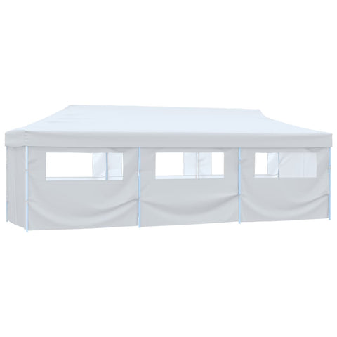 Folding Pop-up Party Tent with 8 Sidewalls 3x9 m White 48874