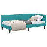 Corner Bed Frame with Headboard Turquoise 90 cm x 200 cm Velvet 42016234