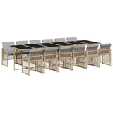 13 Piece Garden Dining Set with Cushions Beige Poly Rattan 3210768