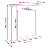 Fireplace Surround Black Oak 100x20x100 cm Engineered Wood 865982