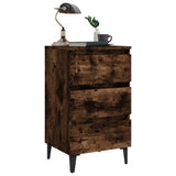 Bed Cabinet with Metal Legs Smoked Oak 40x35x69 cm 813140
