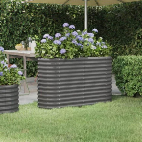 ZNTS Garden Raised Bed Powder-coated Steel 114x40x68 cm Grey 318889