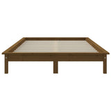Bed Frame Honey Brown Solid Pine Wood Double Durable Bed Frame 820589