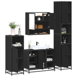 ZNTS 4 Piece Bathroom Furniture Set Black Engineered Wood 3301240