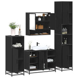 ZNTS 4 Piece Bathroom Furniture Set Black Engineered Wood 3301240
