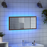 LED Bathroom Mirror Brown Oak 100x8.5x37 cm Engineered Wood 856274