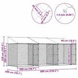 Dog Cage with Roof Silver 600 x 200 x 256 cm Steel and PE 3368299