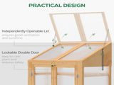 Wooden Cold Frame Polycarbonate Greenhouse with Openable Top Cover and Double Door, Grow House for T3398P377627