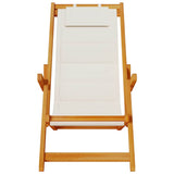 Folding Beach Chair with Armrests Light Grey Acacia Wood & Textilene 4108068