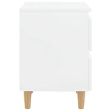 Bed Cabinets & Pinewood Legs 2 pcs High Gloss White 40x35x50cm 805864