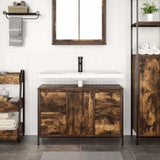 Basin Cabinet with Drawers Smoked Oak 90x34.5x60 cm 861889