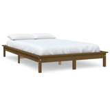 Bed Frame Honey brown Solid pine wood Double Durable Bed Frame 820564