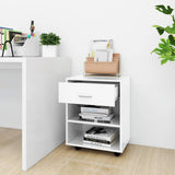 Rolling Cabinet High Gloss White 46x36x59 cm Engineered Wood 808473