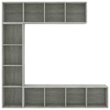 3 Piece Book/TV Cabinet Set Concrete Grey 180x30x180 cm 278792