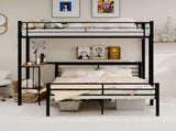 Sturdy Metal Bunk Bed with Wooden Desk Space-Saving Design for Bedroom, Home Office, or Dorm W3987P506944