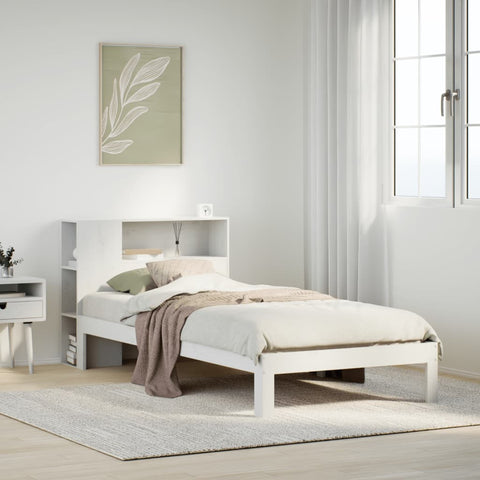 Bookcase Bed without Mattress White 75x190 cm Small Single Solid Wood Pine 3322535