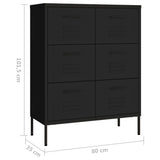 Drawer Cabinet Black Steel Medium Storage Cabinet Rectangular 336151