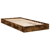 Bed Frame without Mattress Smoked Oak 75x190 cm Small Single Engineered Wood 842081