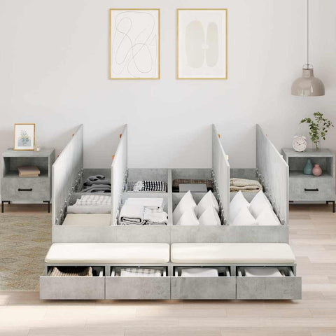 Storage Bed Frame with Door Concrete Grey 236.5 x 140 x 31.5 cm 3335640