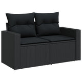 10 Piece Garden Sofa Set with Cushions Black Poly Rattan 3228895