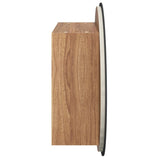 Bathroom Cabinet with Round Mirror&LED Oak 47x47x17.5 cm 345586