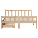 ZNTS Bed Frame without Mattress 135x190 cm Double Solid Wood Pine 3301569