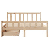 ZNTS Bed Frame without Mattress 135x190 cm Double Solid Wood Pine 3301569