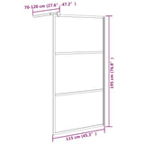 Walk-in Shower Wall 115x195 cm Half Frosted ESG Glass Black 151875