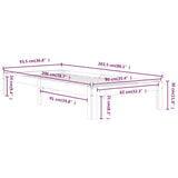 Bed Frame without Mattress White Solid Wood Pine 90x200cm 810351