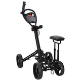 Golf Trolley with Seat Black Aluminium Foldable 42033589