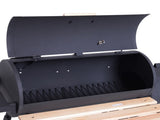 Portable Charcoal BBQ Grill, Cold-rolled Steel, Solid Wood, 104H x 124L x53W cm-Black T3398P314732