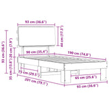 Bed Frame with Upholstered Headboard Taupe 90 x 190 cm 877387