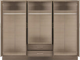 ZNTS Nevada 6 Door 2 Drawer Mirrored Wardrobe 100-101-120