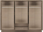 ZNTS Nevada 6 Door 2 Drawer Mirrored Wardrobe 100-101-120