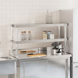 Work Table Overshelf 2-Tier 110x30x65 cm Stainless Steel 376449