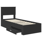 Bed Frame Black and Silver 75 x 190 cm Engineered Wood 3410959