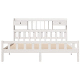 ZNTS Bookcase Bed without Mattress White 180x200 cm Super King Solid Wood Pine 3322179