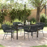 Garden Dining Set with Cushion 5 pcs Black Powder-Coated Steel 3380920