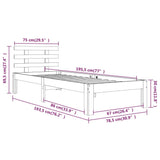 Bed Frame without Mattress White 75x190cm Small Single 814715