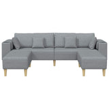 Fabric Sofa with Cushion 3 pcs Light Grey 208 cm Fabric 3335162