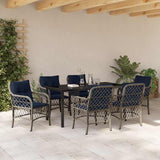 Garden Dining Set with Cushion 7 pcs Grey and Black Rattan 3380250