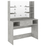 Makeup Table with LED Lights 100x40x135 cm MDF Concrete Grey 331544