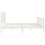 Bed Frame without Mattress White 200x200 cm Solid Wood 3106854