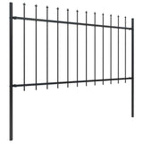 Garden Fence with Spear Top Steel 892.5x100 cm Black 277615