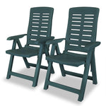 ZNTS Reclining Garden Chairs 2 pcs Plastic Green 43896