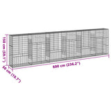 Gabion Basket with Cover 600x50x150 cm Galvanised Iron 3295159
